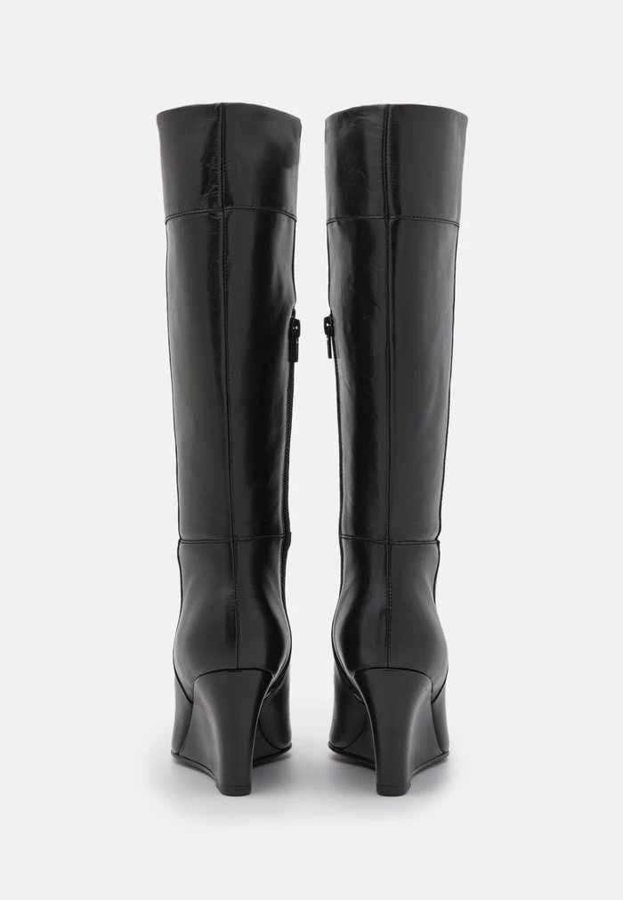 Women's Anna Field LEATHER Wedge Zip UP Boots Black | DMCEBIG-15 - Image 4