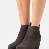 Women's Anna Field LEATHER Wedge Zip UP Ankle Boots Grey | MYDWZPR-65