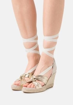 Women's Anna Field LEATHER Wedge Platform Sandals Gold | SKRWDAC-78