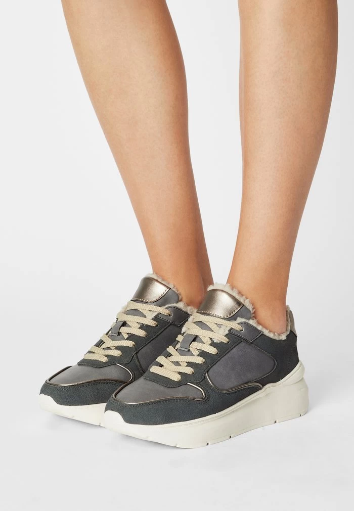 Women's Anna Field LEATHER Wedge Platform Sneakers Blue | SRFPGTX-67