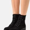 Women's Anna Field Lace Up Block Heel Zip UP Ankle Boots Black | EOZWKFU-28