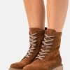 Women's Anna Field Lace Up Block Heel Zip UP Ankle Boots Brown | HMEQIZW-27