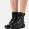 Women's Anna Field Lace Up Block Heel Zip UP Ankle Boots Black | SRZQNWF-74