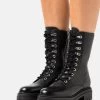 Women's Anna Field Lace Up Block Heel Platform Zip UP Ankle Boots Black | ZJXNRFM-86