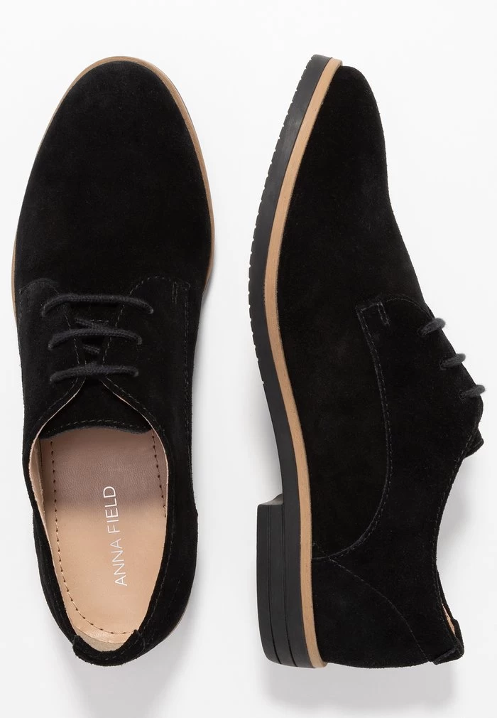 Women's Anna Field Lace Up Flat Low Shoes Black | YQMVBGF-46 - Image 4