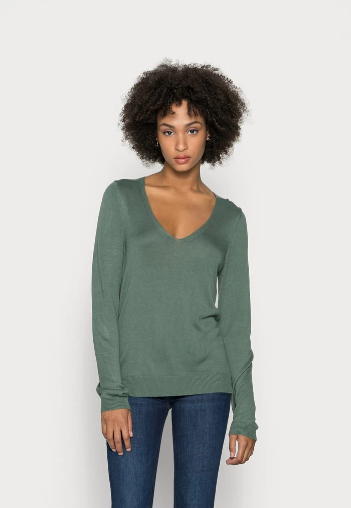 Women's Anna Field OPEN V NECK Jumpers Green | IGDMOCE-38