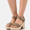 Women's Anna Field Platform Block Heel Platform Buckle Sandals Beige | CDZFUJG-03