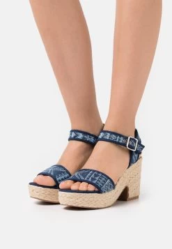 Women's Anna Field Platform Block Heel Platform Buckle Sandals Dark Blue | JYAMXBK-57