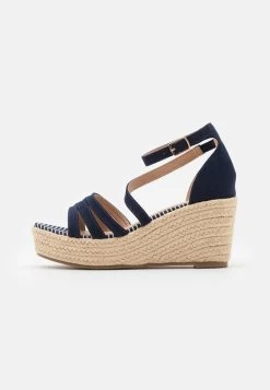 Women's Anna Field Platform Wedge Platform Buckle Sandals Blue | GMSQNAF-61