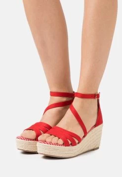 Women's Anna Field Platform Wedge Platform Buckle Sandals Red | IKDAVCO-69