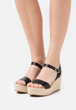 Women's Anna Field Platform Wedge Platform Buckle Sandals Black | KBFLVCU-69