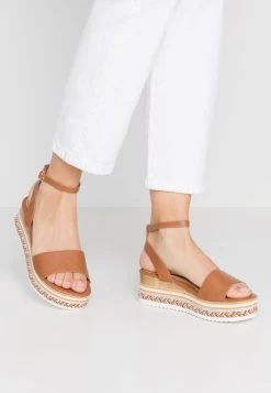 Women's Anna Field Platform Wedge Platform Buckle Sandals Brown | OXMVGLR-35