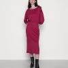 Women's Anna Field Quarter Elevated Midi Day Dress Red | KMCQNBZ-03
