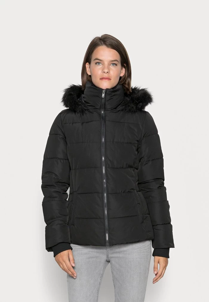 Women's Anna Field SHORT PUFFER WITH HOOD Jackets Black | TIMZSXN-80