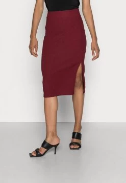 Women's Anna Field STRUCTURED FABRIC MIDI WAISTED PENCIL Mini Skirts Burgundy | HIMRABC-50