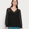 Women's Anna Field V Neck Blouse Black | JXTDQRF-34
