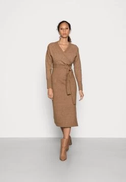 Women's Anna Field WRAP OVER MIDI Dress Brown | DCLBZUF-09