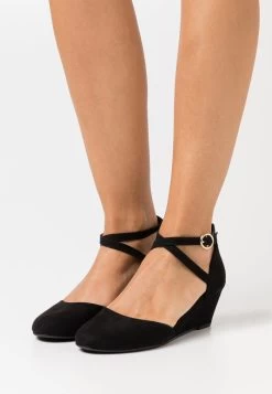 Women's Anna Field Wedge Buckle Wedges Black | BKIODMN-81