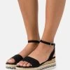 Women's Anna Field Wedge Platform Buckle Sandals Black | LACXGBP-70